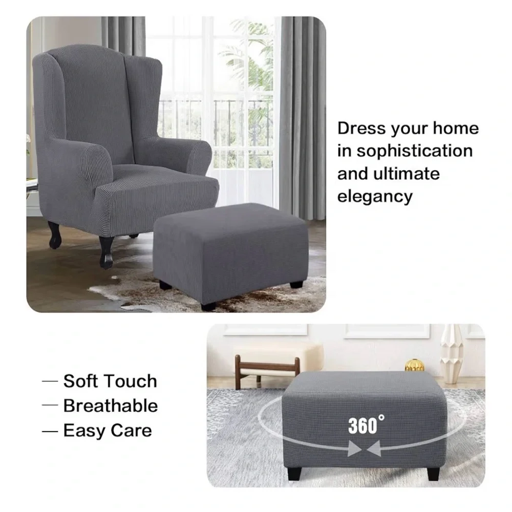 Gray Textured Ottoman Cover (A276)